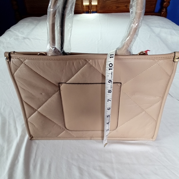 Montana West NWT Tan Faux Leather Quilted Tote Satchel Crossbody Bag $59.99 New - Picture 6 of 11